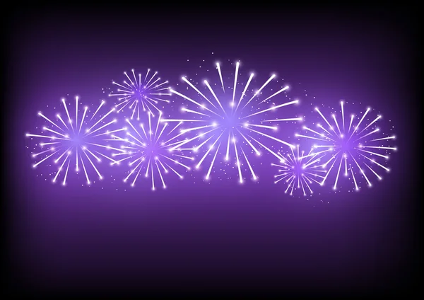 Feux d'artifice brillants sur violet — Image vectorielle