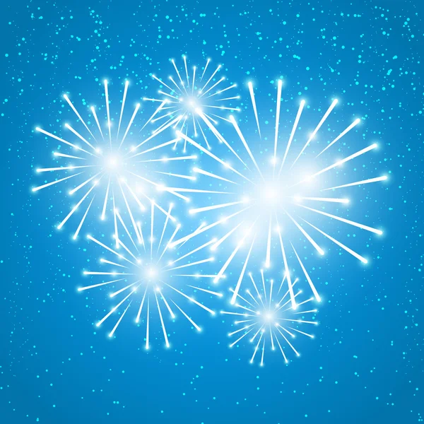 Shiny fireworks on blue — Stock Vector