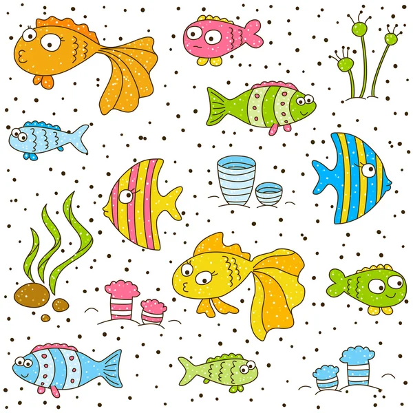 Patrón de dibujos animados peces — Vector de stock