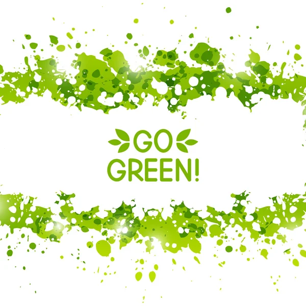 Fond avec éclaboussures de peinture verte — Image vectorielle
