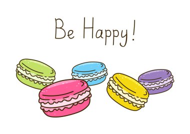 renkli tatlı macarons tebrik kartı