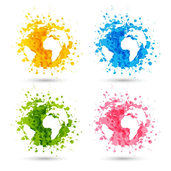 Set of paint splashes with map silhouette — Stock Vector