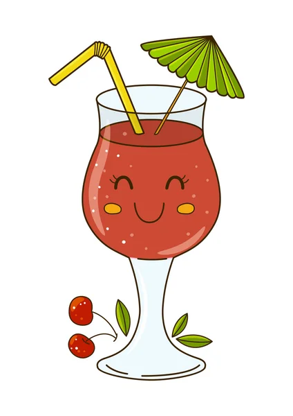 Cocktail di ciliegie carino — Vettoriale Stock