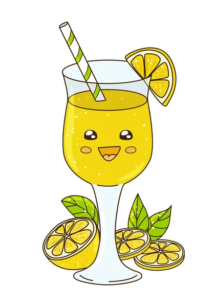 可爱的柠檬汁鸡尾酒 — 图库矢量图片