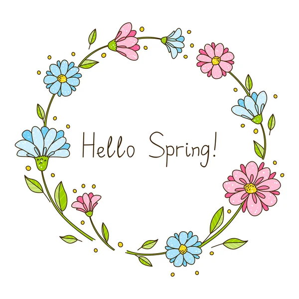 Przywitaj wiosnę kwiatowy ramki — Wektor stockowy