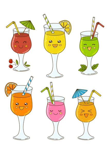 Set of cute cocktails — Stock Vector