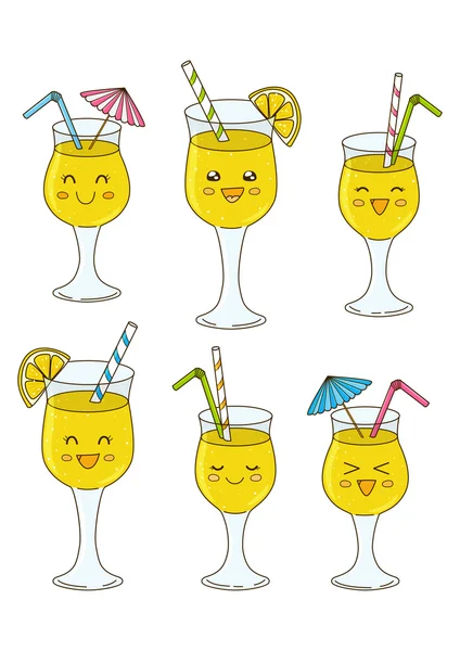 Set of cute cocktails — Stock Vector