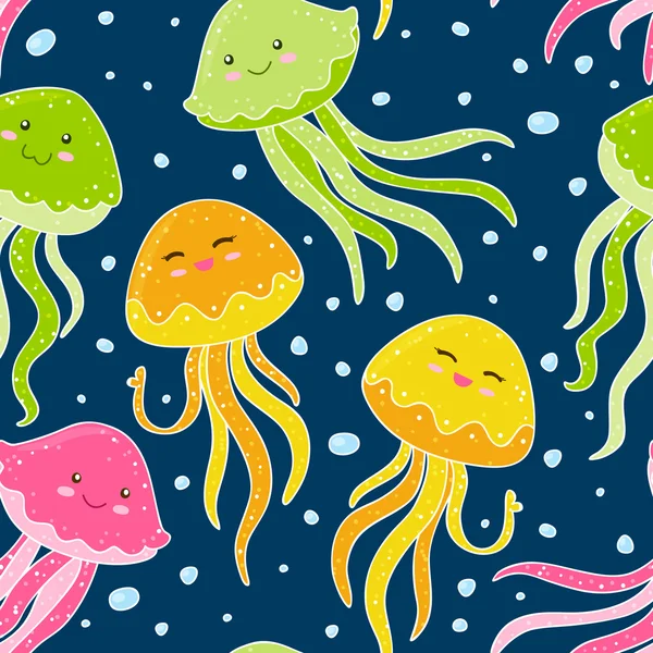 Patrón con medusas lindas — Vector de stock