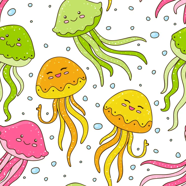 Patrón con medusas lindas — Vector de stock