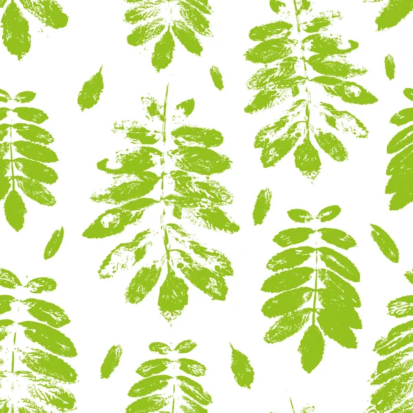 Pattern with paint prints of leaves — Stock Vector