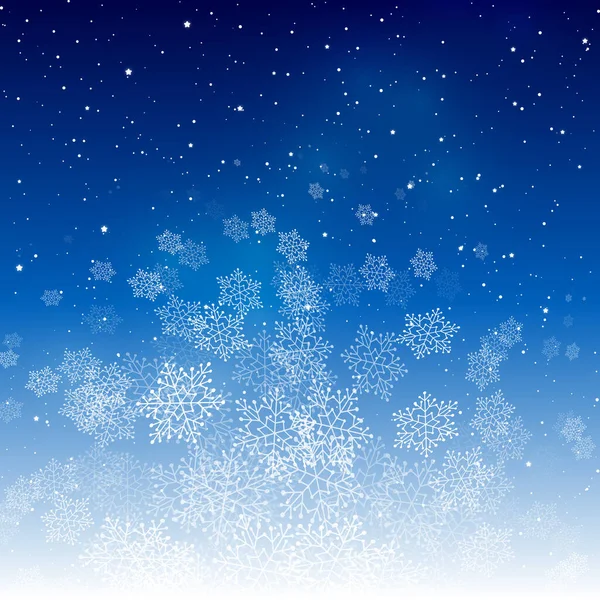 Χριστούγεννα Νιφάδες Χιονιού Έναστρο Ουρανό Φόντο Διάνυσμα Χαιρετισμό Σχεδιασμό Για — Διανυσματικό Αρχείο