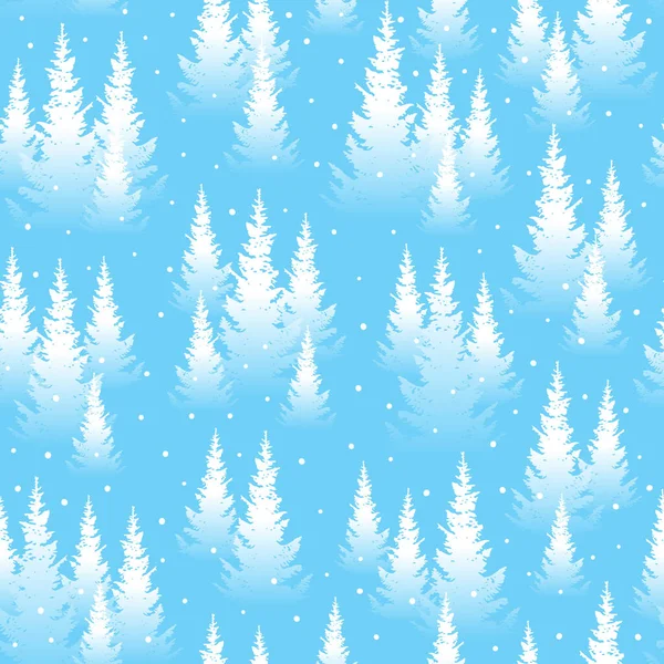 Seamless Pattern Winter Coniferous Forest Snow Landscape Background Your Design — Stock Vector
