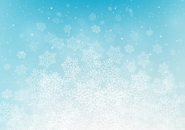 Mavi Üzerinde Parlak Kar Taneleri Olan Noel Tebrik Kartı Kış — Stok Vektör