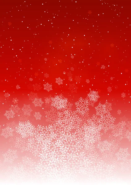 Χριστουγεννιάτικη Ευχετήρια Κάρτα Γυαλιστερές Νιφάδες Χιονιού Κόκκινο Διάνυσμα Κατακόρυφο Φόντο — Διανυσματικό Αρχείο