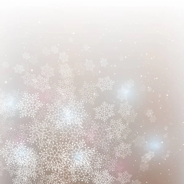 Christmas Snowflakes Starry Silver Background Vector Greeting Design Winter Holidays — Stock Vector