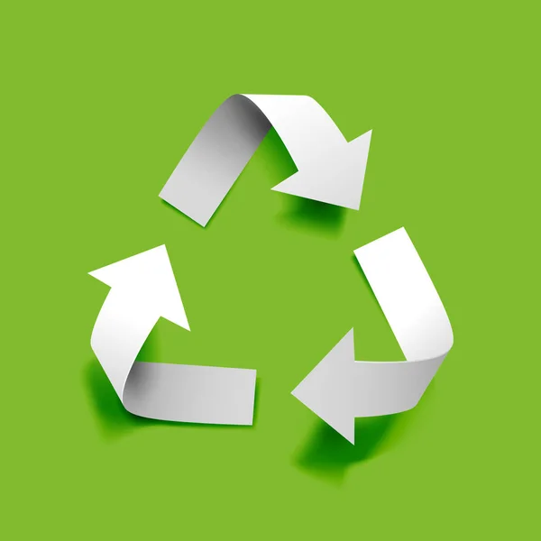 Vector Paper Recycling Symbol Green Background Eco Aware Design — ストックベクタ