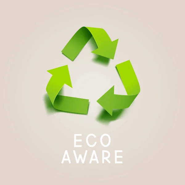 Vector Paper Green Recycling Symbol Eco Aware Design — Wektor stockowy