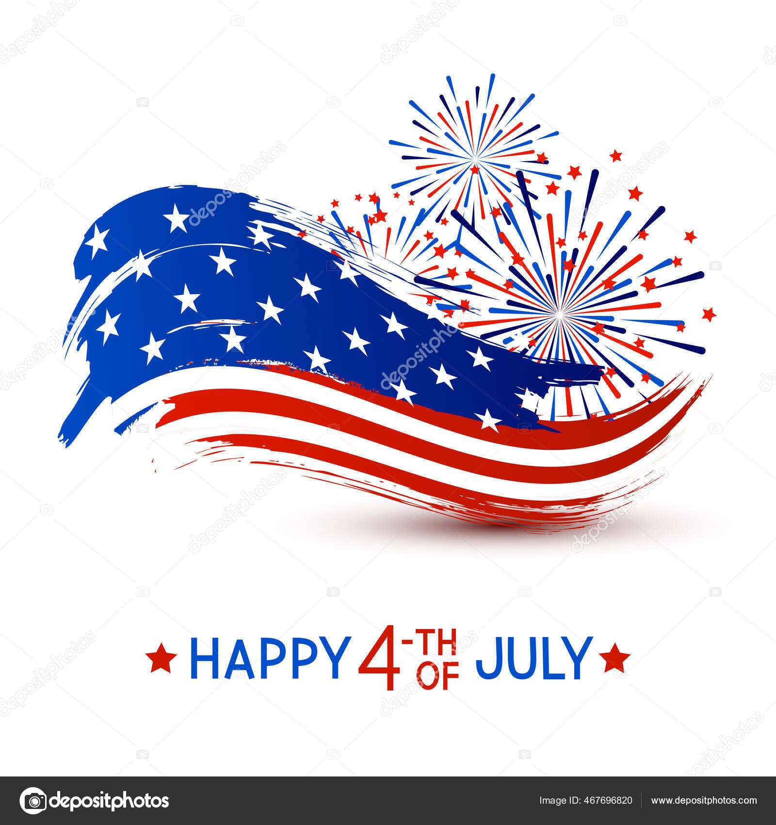 Independence Day Greeting Card Sketch American Flag Fireworks White  Backgroun Stock Vector by ©Huhli13 467696820, image size:1600x1700