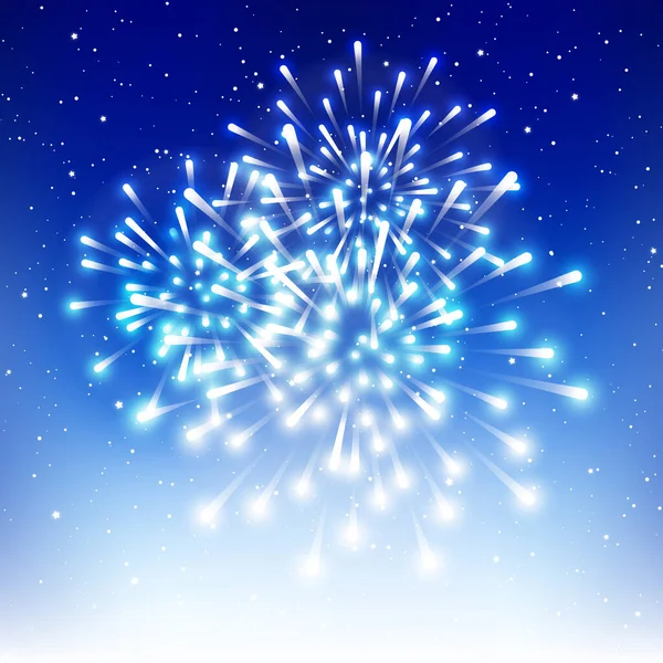 Shiny Fireworks Blue Starry Nught Sky Festive Background Holidays Design — Stock Vector