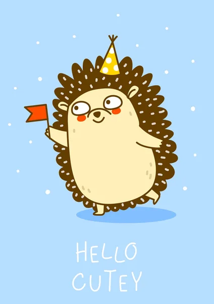 Niedliche Igel Cartoon Figur Für Ihr Happy Birthday Design — Stockvektor