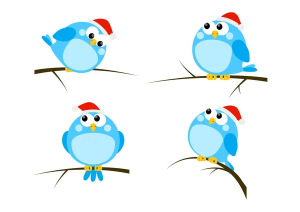 Conjunto de desenhos animados pássaros de Natal — Vetor de Stock