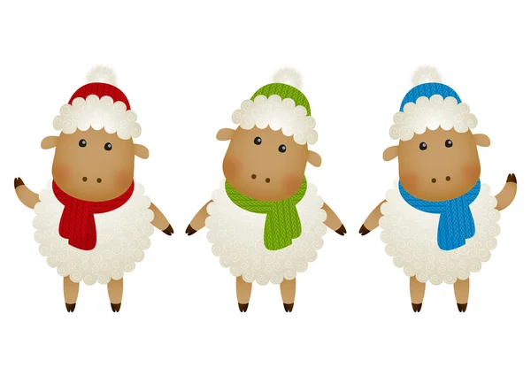 Ensemble de petits moutons mignons — Image vectorielle