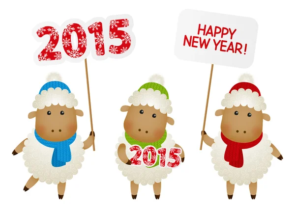 New Year sheeps — Stock Vector