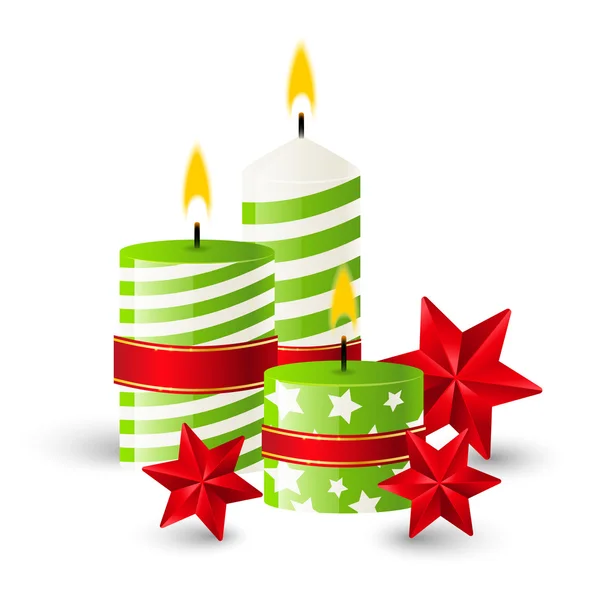 Candele di Natale con decorazioni stellate — Vettoriale Stock