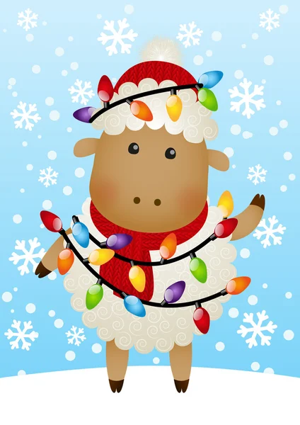 Sheep with Christmas bulbs — Stock Vector