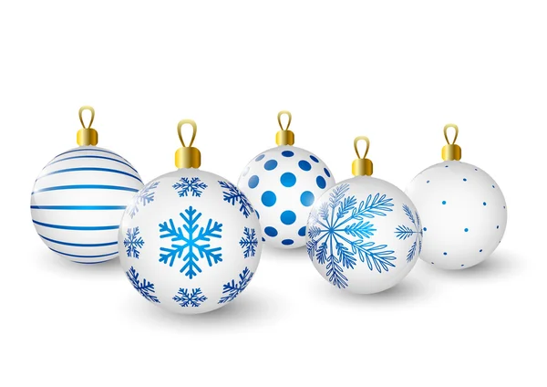 Kerstballen met blauwe patroon — Stockvector