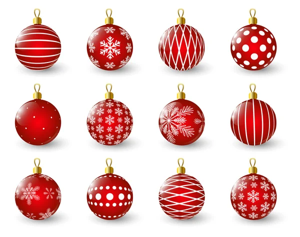 Ensemble de boules de Noël rouges — Image vectorielle