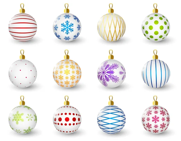 Ensemble de boules de Noël de couleur — Image vectorielle