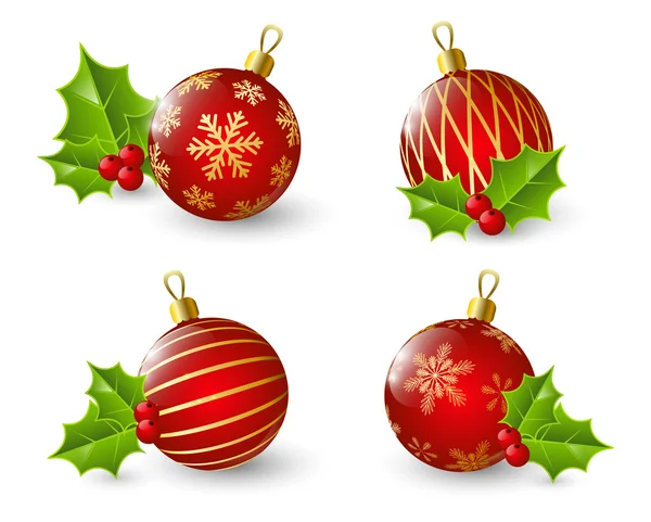 Set of red Christmas balls — Stock Vector