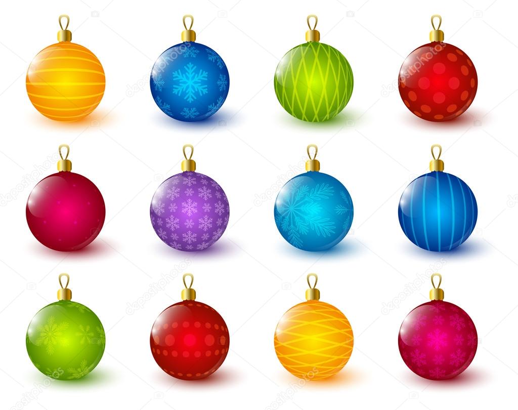 Set of color Christmas balls