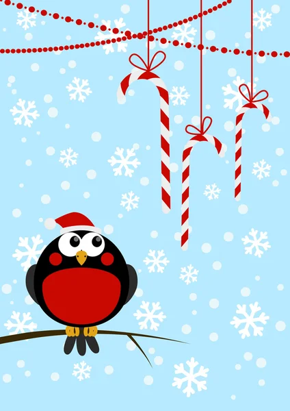 Fågel med jul godis — Stock vektor