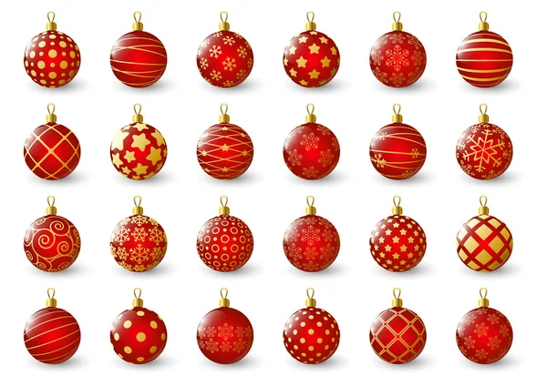 Ensemble de boules de Noël rouges — Image vectorielle