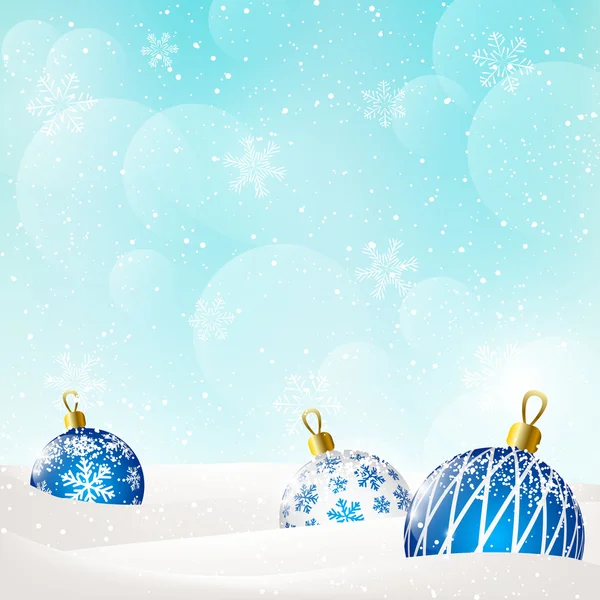 Kerstmis achtergrond met blauwe ballen — Stockvector