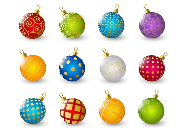 Ensemble de boules de Noël de couleur — Image vectorielle