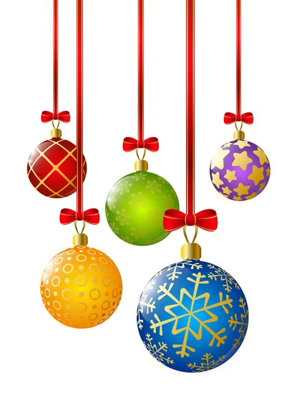 Xmas kleur ballen op wit — Stockvector