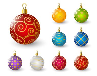 Renkli Noel topları kümesi