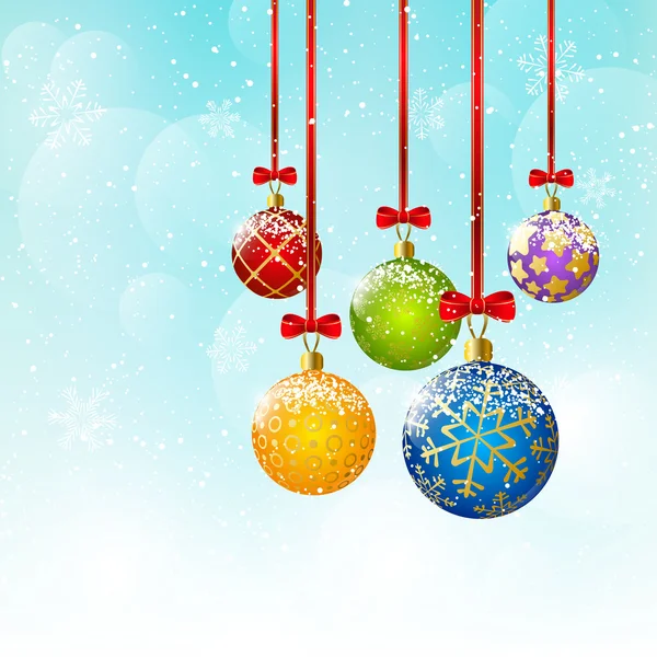 Kerst achtergrond met kleur ballen — Stockvector