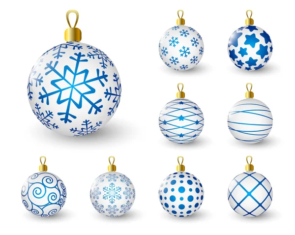 Aantal blauwe kerstballen — Stockvector
