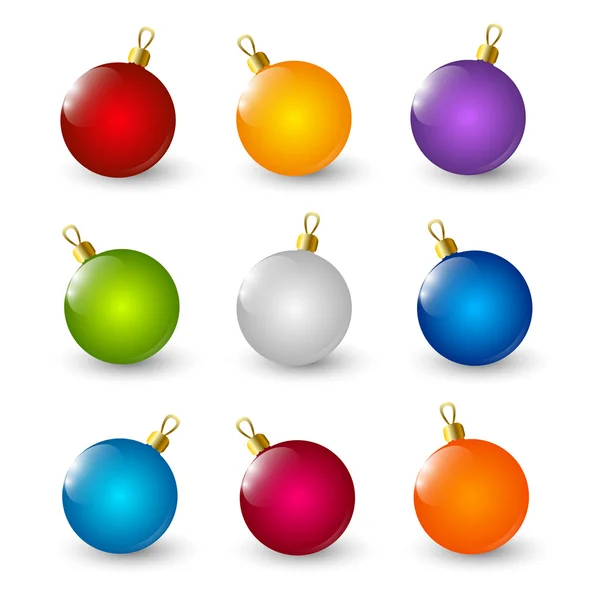 Set di palline di Natale a colori — Vettoriale Stock