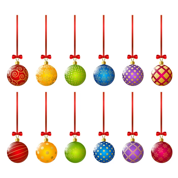 Ensemble de boules de Noël de couleur — Image vectorielle