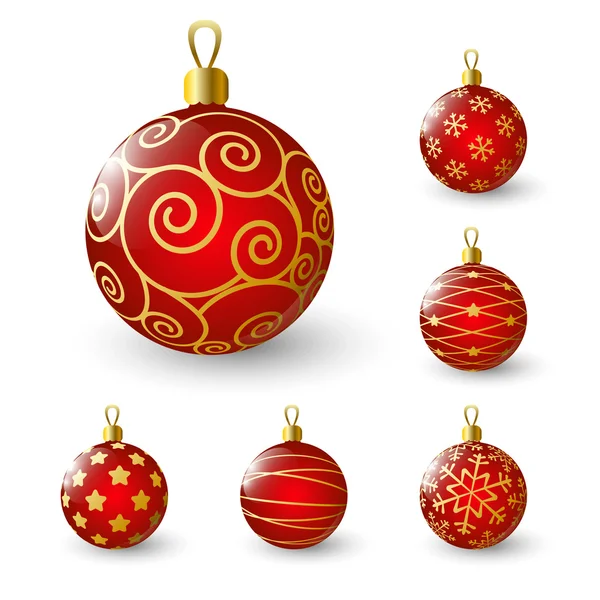 Ensemble de boules de Noël rouges — Image vectorielle