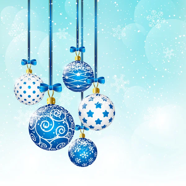 Рождество фон с голубыми шариками — стоковый вектор