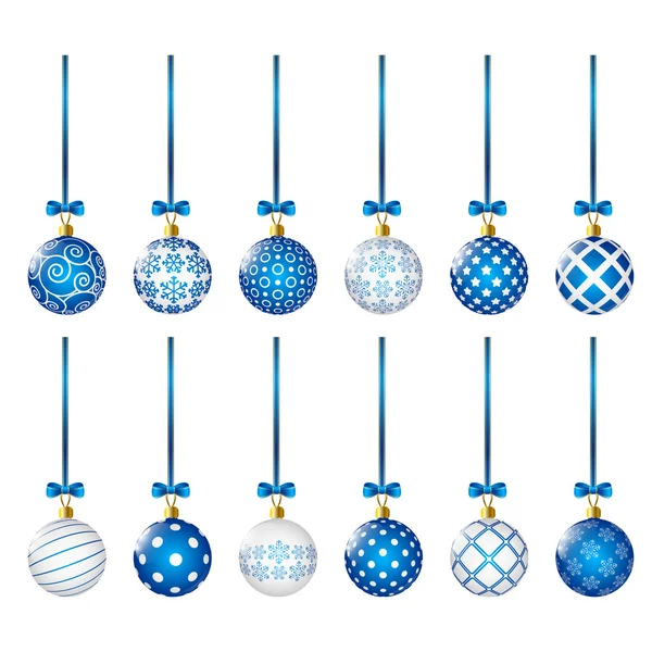 Набор голубых рождественских шаров — стоковый вектор