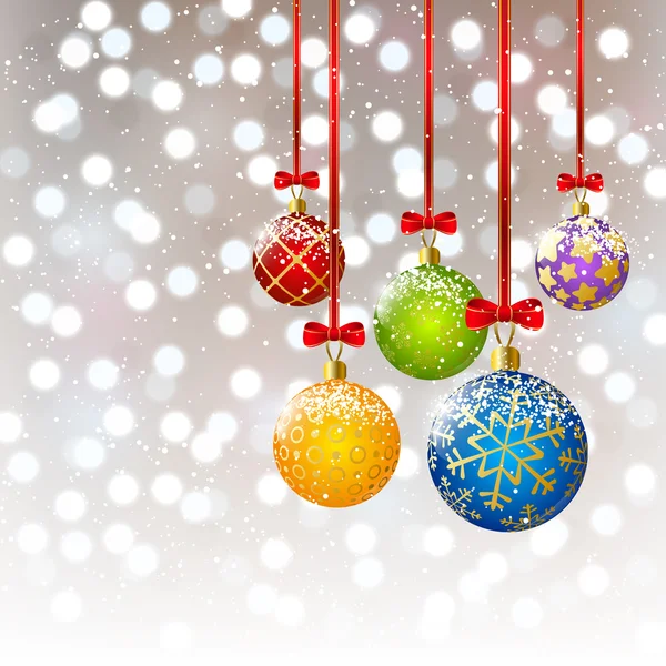 Рождественские мячи на фоне боке — стоковый вектор
