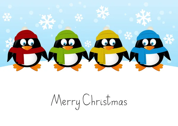 Penguins on winter background — Stock Vector