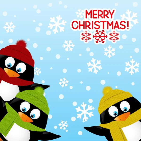 Pingüinos de Navidad — Vector de stock